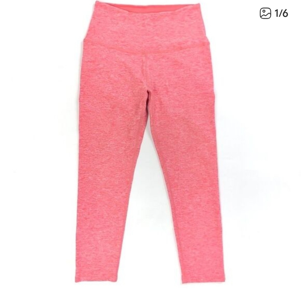 BEYOND YOGA Spacedye High Waisted Capri Leggings in Heatwave Pink Womens Large
